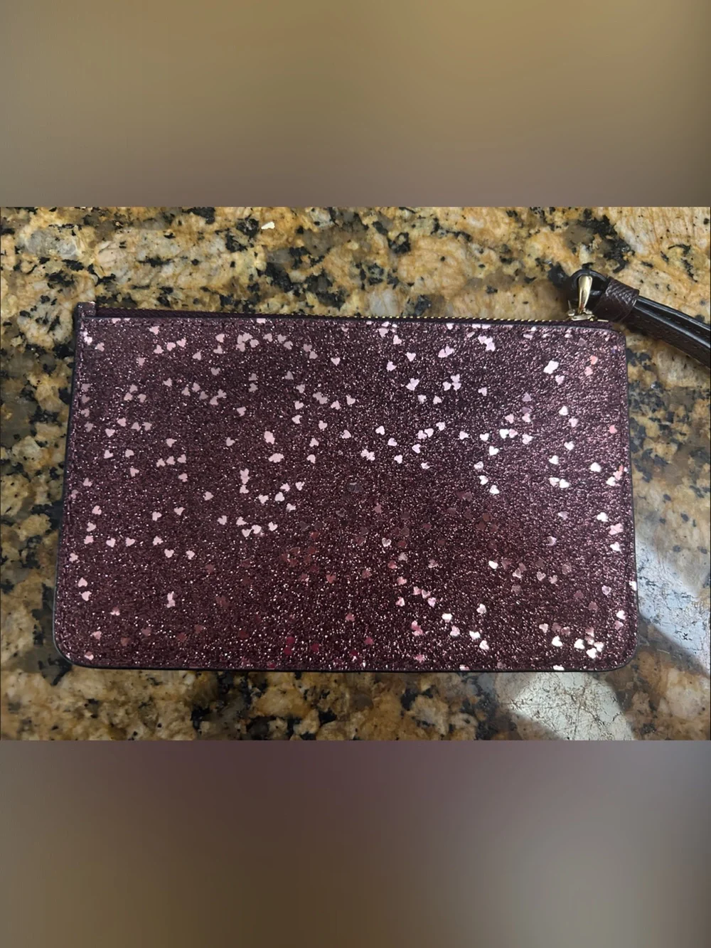 COACH Glitter Wristlet Pouch in Plum Sparkle